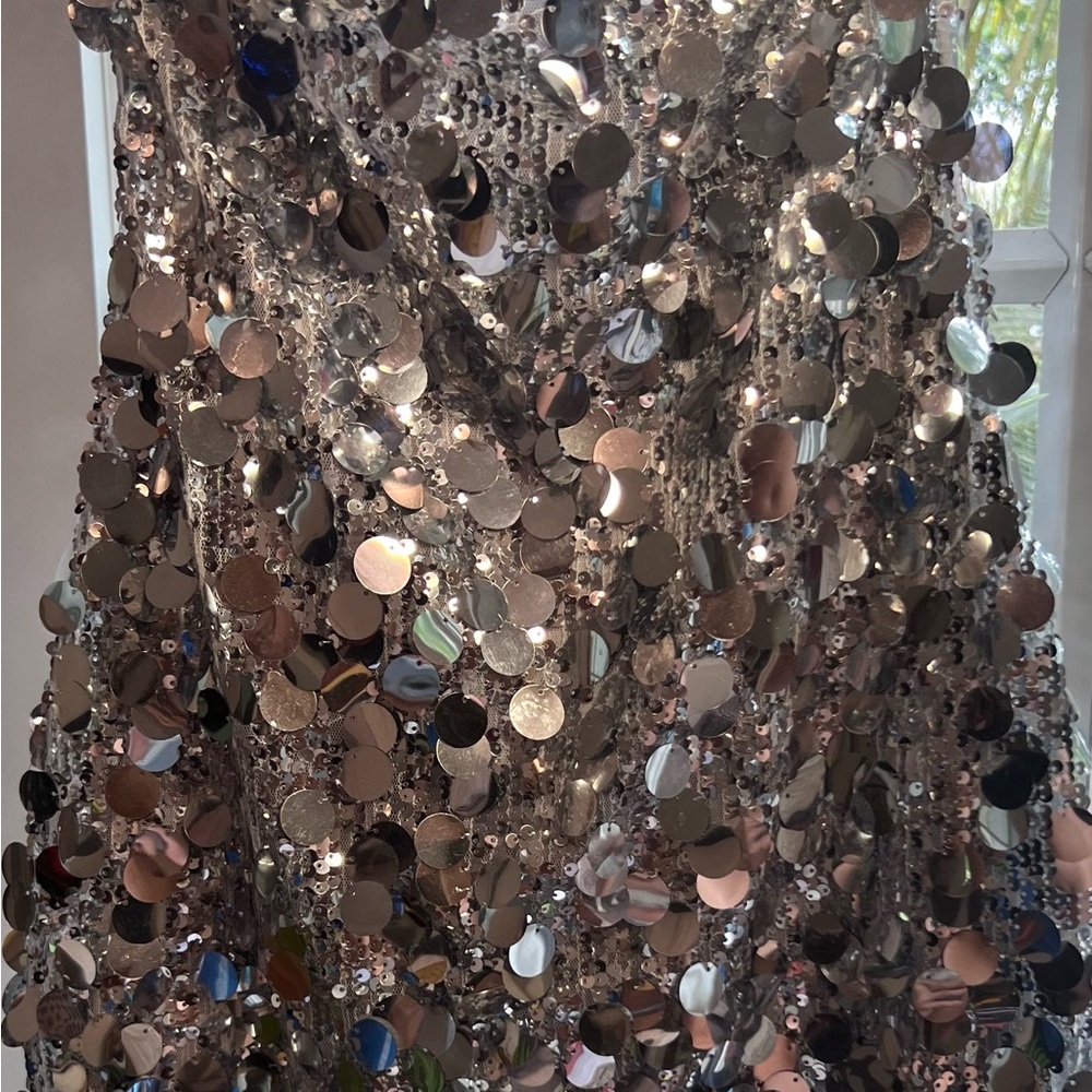 Windsor Silver Sequined Strapless Mini Dress S - image 5